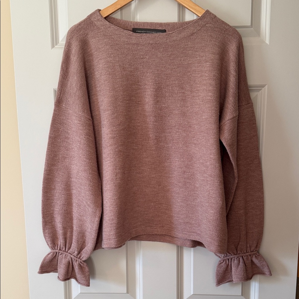 French Connection Mauve Sweater with Ruffle Cuffs